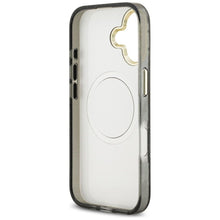 Заредете изображение във визуализатора на галерията – GUESS case for IPHONE 17 compatible with MagSafe GUHMP17SHFLPEDK (IML Metal Glitter Flowers Triangle) black
