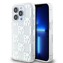 Заредете изображение във визуализатора на галерията – DKNY case for IPHONE 15 Pro DKHCP15LLCPEPT (DKNY HC Liquid Glitters W/Checkered Pattern) white
