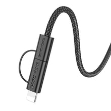 Заредете изображение във визуализатора на галерията – Borofone Cable BX104 Primo - Type C to Type C + Lightning - 60W 3A 1 metre black
