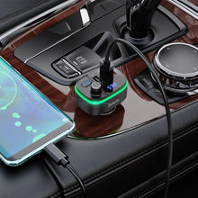 Заредете изображение във визуализатора на галерията – HOCO transmiter FM Bluetooth + 2xUSB + Typ C PD20W + QC3.0 Fast E62 black

