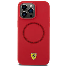 Заредете изображение във визуализатора на галерията – Ferrari Silicone Printed Ring MagSafe case for iPhone 15 Pro Max - red
