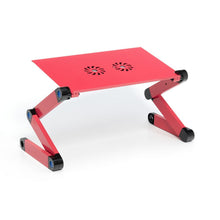 Заредете изображение във визуализатора на галерията – Desk for laptop uniwersal adjustable with cooling YL-803 red
