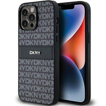 Заредете изображение във визуализатора на галерията – Original Case DKNY hardcase Leather Mono Stripe &amp; Metal Logo DKHCP14LPRTHSLK for Iphone 14 Pro black
