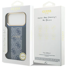 Заредете изображение във визуализатора на галерията – GUESS case for IPHONE 17 Pro Max compatible with MagSafe GUHMP17XPG4SEMCB (PU W/ 4G Stripe) blue

