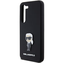 Заредете изображение във визуализатора на галерията – Original Pouch KARL LAGERFELD  hardcase Silicone Ikonik Metal Pin KLHCS24MSMHKNPK for Samsung Galaxy S24 Plus black

