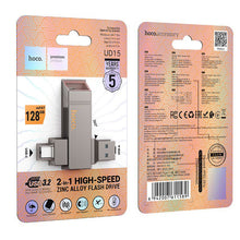 Заредете изображение във визуализатора на галерията – HOCO pendrive USB A + USB C UD15 128GB USB3.2
