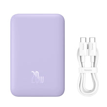 Заредете изображение във визуализатора на галерията – Baseus Magnetic Mini Induction Powerbank 10000mAh 20W - purple + USB-C - USB-C cable
