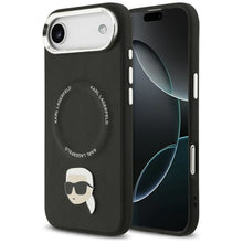 Заредете изображение във визуализатора на галерията – KARL LAGERFELD case for IPHONE 17 Air compatible with MagSafe KLHMP17MPSMLRKLK (PU Karl Pin) black
