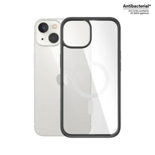 Заредете изображение във визуализатора на галерията – PanzerGlass ClearCase case with MagSafe antibacterial for iPhone 14 / 15 / 13 - transparent and black
