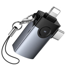 Заредете изображение във визуализатора на галерията – Adapter OTG 2in1 Lightning / USB C to USB A Hoco UA46E Victory gray
