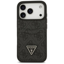 Заредете изображение във визуализатора на галерията – GUESS case for IPHONE 17 Pro GUHCP17LP4TPK (4G Double Card Triangle) black
