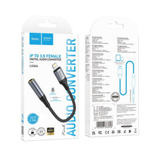 Заредете изображение във визуализатора на галерията – Adapter AUX Lighnting to Jack 3,5 mm Hoco 0,12 m LS36A metal gray
