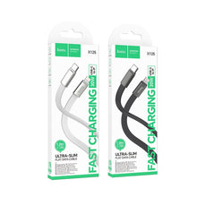 Заредете изображение във визуализатора на галерията – Flat Cable USB C to Lightning Hoco PD 30W 1 m X125 black
