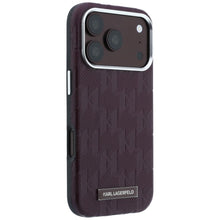 Заредете изображение във визуализатора на галерията – KARL LAGERFELD case for IPHONE 18 Pro Max/17 Pro Max compatible with MagSafe (Mono Resin Logo) burgundy
