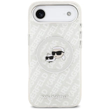 Заредете изображение във визуализатора на галерията – KARL LAGERFELD case for IPHONE 17 Air compatible with MagSafe KLHMP17MHMKBKCHOG (IML Glitter K&amp;C Heads Logo) gray
