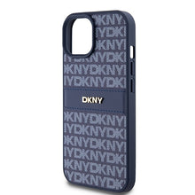 Заредете изображение във визуализатора на галерията – Original Case DKNY hardcase Leather Mono Stripe &amp; Metal Logo DKHCP15SPRTHSLB for Iphone 15/14/13 blue
