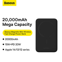 Заредете изображение във визуализатора на галерията – Baseus Magnetic Mini 20000 mAh 20W Powerbank - black + USB-C / USB-C cable
