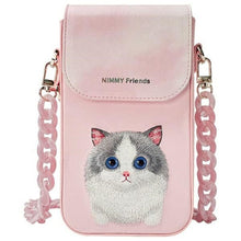 Заредете изображение във визуализатора на галерията – NIMMY set 3in1 phone bag + wallet + gps cover BIG EYED PET 2.0 Cat pink
