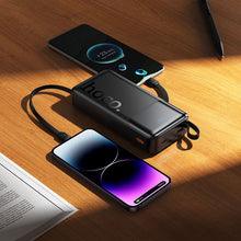 Заредете изображение във визуализатора на галерията – Powerbank 20000 mAh QC PD 2A 22,5W with built-in cables USB A + USB C + Lightning + Micro USB Hoco J156A black
