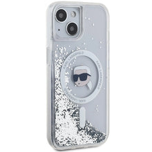 Заредете изображение във визуализатора на галерията – Karl Lagerfeld Liquid Glitter Karl Head MagSafe case for iPhone 15 / 14 / 13 - transparent
