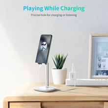 Заредете изображение във визуализатора на галерията – Choetech H035 aluminum stand for a phone or tablet with adjustment - white and silver
