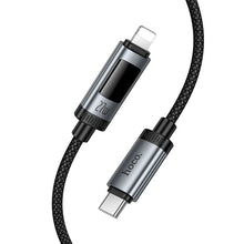 Заредете изображение във визуализатора на галерията – Data Cable with digital display USB C to Lightning Hoco PD 27W 1,2 m U148 black
