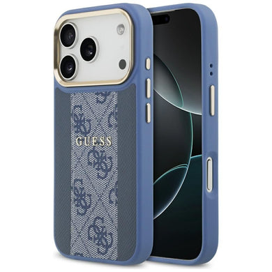 GUESS case for IPHONE 17 Pro compatible with MagSafe GUHMP17LPG4SEMCB (PU W/ 4G Stripe) blue