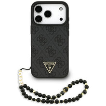 Заредете изображение във визуализатора на галерията – GUESS case for IPHONE 17 Pro compatible with MagSafe GUHMP17LP4TSDPPSK (4G PU W/ Strap Triangle Logo) black

