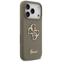 Заредете изображение във визуализатора на галерията – GUESS case for IPHONE 17 Pro GUHCP17LSC4GSMW (Silicone W/ Big 4G Script) brown
