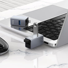 Заредете изображение във визуализатора на галерията – Adapter 3in1 (USB 2.0 x 2+USB 3.0) USB-C Hoco HB54 szary
