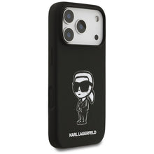 Заредете изображение във визуализатора на галерията – KARL LAGERFELD case for IPHONE 17 Pro compatible with MagSafe KLHMP17LSKIGROK (Silicone W/ KL Sketch &amp; Logo) black
