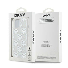 Заредете изображение във визуализатора на галерията – DKNY case for IPHONE 15 DKHCP15SLCPEPT (DKNY HC Liquid Glitters W/Checkered Pattern) white
