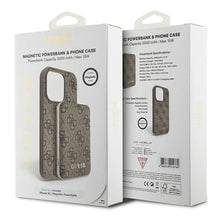 Заредете изображение във визуализатора на галерията – Guess 4G Metal Logo case set for iPhone 15 + 5000mAh MagSafe power bank - brown
