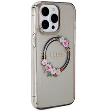 Заредете изображение във визуализатора на галерията – Guess IML Flowers Wreath MagSafe case for iPhone 15 Pro Max - black
