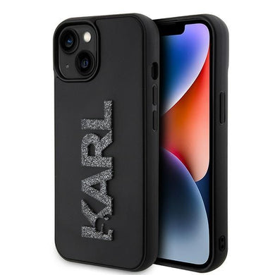 Оригинален гръб KARL LAGERFELD за IPHONE 15 KLHCP15S3DMBKCK (3D Logo Glitter) черен