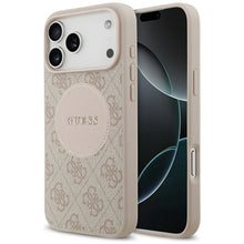 Заредете изображение във визуализатора на галерията – GUESS case for IPHONE 17 Pro Max compatible with MagSafe GUHMP17XP4PGRSGP (PU 4G Circle W/ Classic Logo) pink
