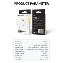 Заредете изображение във визуализатора на галерията – Wozinsky CMWCW 20W USB-C / USB-A wall charger - white
