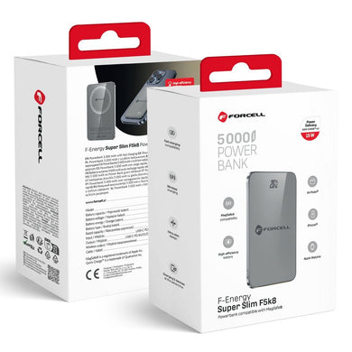FORCELL F-ENERGY F5K8 Super Slim powerbank compatible with MagSafe PD3.0 QC4.0 15W 5000 mAh grey