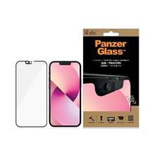 Заредете изображение във визуализатора на галерията – PanzerGlass E2E Microfracture antibacterial glass with camera cover for iPhone 13 mini - with black frame
