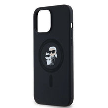 Заредете изображение във визуализатора на галерията – Karl Lagerfeld Silicone Karl&amp;Choupette MagSafe case for iPhone 13 Pro Max - black
