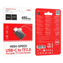 Заредете изображение във визуализатора на галерията – Card reader TF 2.0 USB-C Hoco HB53 black
