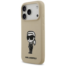 Заредете изображение във визуализатора на галерията – KARL LAGERFELD case for IPHONE 17 Pro compatible with MagSafe KLHMP17LSKIGROW (Silicone W/ KL Sketch &amp; Logo) brown
