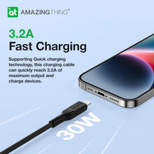Заредете изображение във визуализатора на галерията – Amazing Thing Cable Tough Pro CLC120MTOBK - Type C to Lightning - PD 30W 3,2A 1,2 metres black
