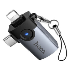 Заредете изображение във визуализатора на галерията – Adapter OTG 2in1 Lightning / USB C to USB A Hoco UA46E Victory gray
