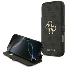 Заредете изображение във визуализатора на галерията – GUESS book case for IPHONE 17 Pro Max GUBKP17X4GMGGR (PU 4G Metal Logo) black
