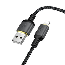 Заредете изображение във визуализатора на галерията – Cable USB A to Lightning Hoco 2,4A 1 m X128 Benefit black
