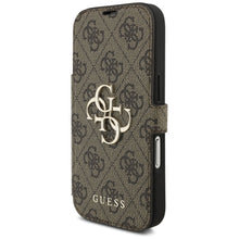 Заредете изображение във визуализатора на галерията – GUESS book case for IPHONE 17 Pro GUBKP17L4GMGBR (PU 4G Metal Logo) brown
