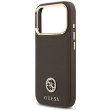 Заредете изображение във визуализатора на галерията – GUESS case for IPHONE 17 Pro compatible with MagSafe GUHMP17LPGCRMDEW (PU W/ Grained Strass Logo) brown

