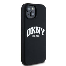 Заредете изображение във визуализатора на галерията – DKNY case for IPHONE 14 compatible with MagSafe DKHMP14SSNYACH (DKNY HC MagSafe Silicone W/White Arch Logo) black
