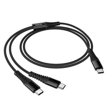 Заредете изображение във визуализатора на галерията – Cable 2in1 USB C to USB C+C Hoco 1 m X123 black
